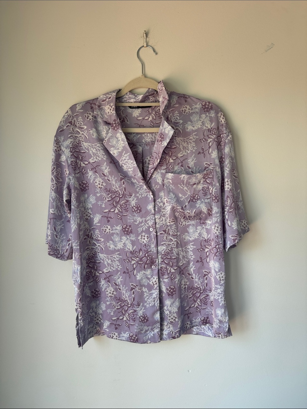 ZARA Lavender and White Floral Blouse